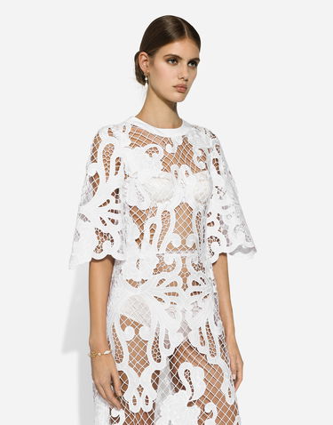 Šaty Dolce & Gabbana Dolce & Gabbana Openwork Embroidered Long Dress Biela | F6JKHZFG6AEW0800, 3