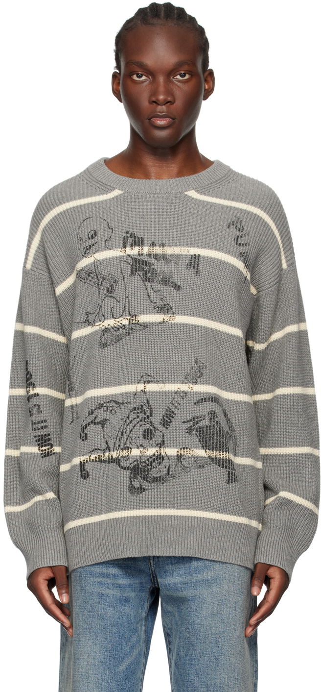 Sveter R13 R13 Striped Boyfriend Sweater Šedá | R13MY231-Y148B, 0