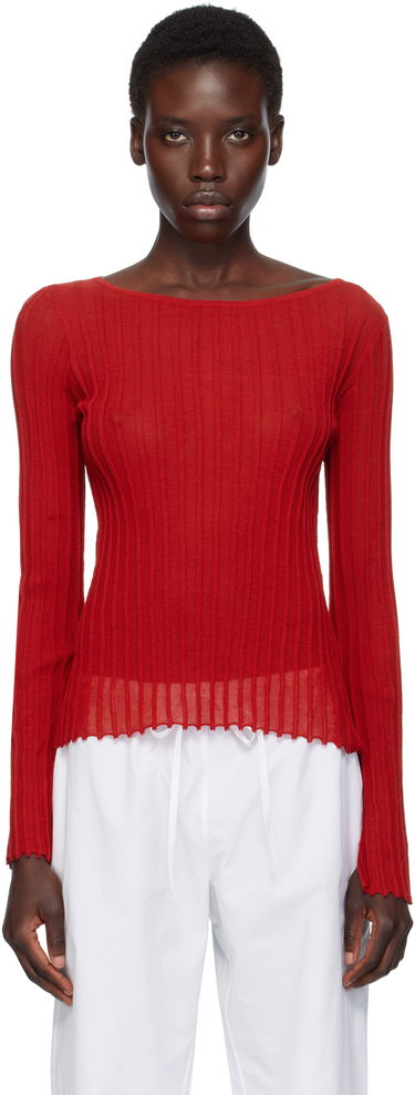 Tričko Loulou de Saison Loulou de Saison Mabille Ribbed Knit Top Červená | MABILLE, 0