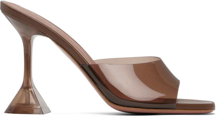 Doplnky Amina Muaddi Amina Muaddi Lupita Glass Slipper Heeled Sandals Hnedá | LUPITA GLASS SLIPPER