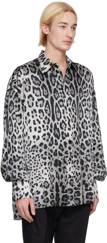 Košeľa Dolce & Gabbana Dolce&Gabbana Super-Oversize Leopard-Print Silk Shirt Biela | G5MG0TIS1WT, 3