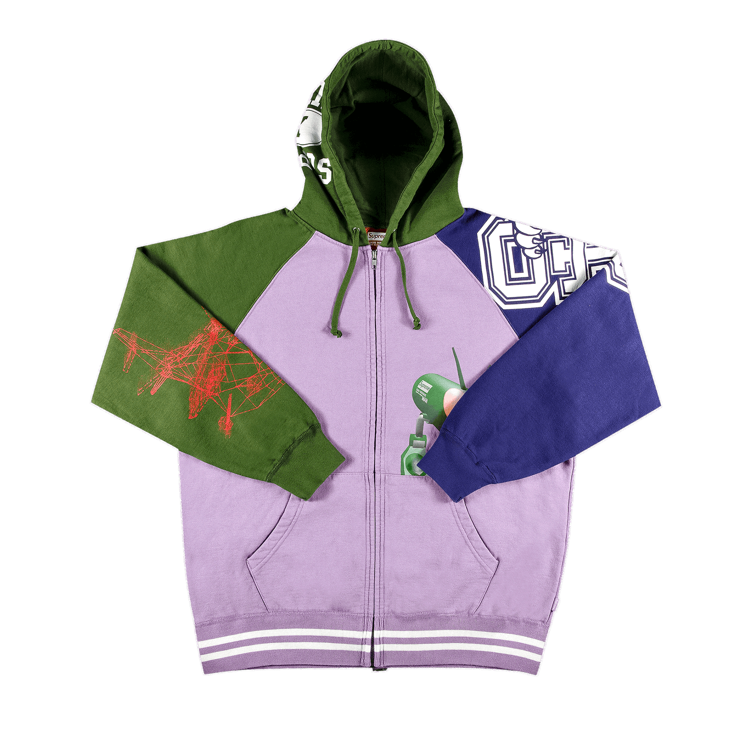 Mikina Supreme Junya Watanabe x Comme des Garçons MAN Zip Up Hooded Sweatshirt Fialová | FW21SW72 VIOLET, 0