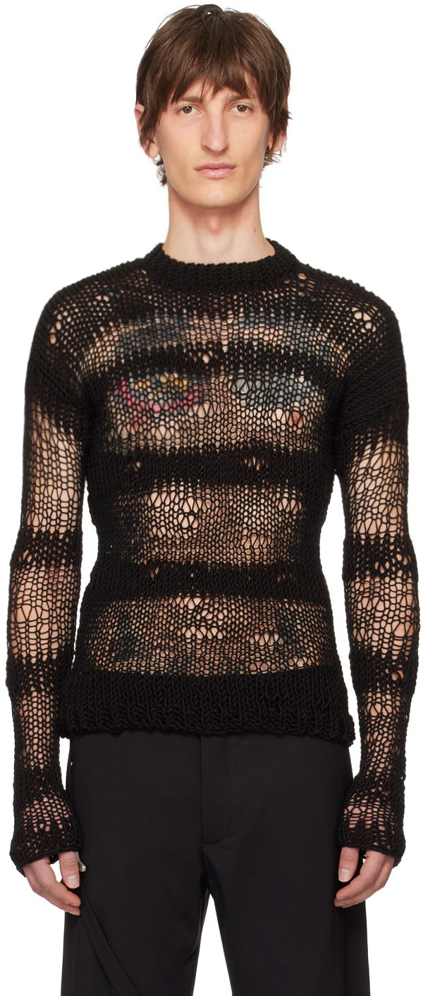 Sveter HELIOT EMIL Open Knit Sweater Čierna | HE_M_07_039_BLK01, 0