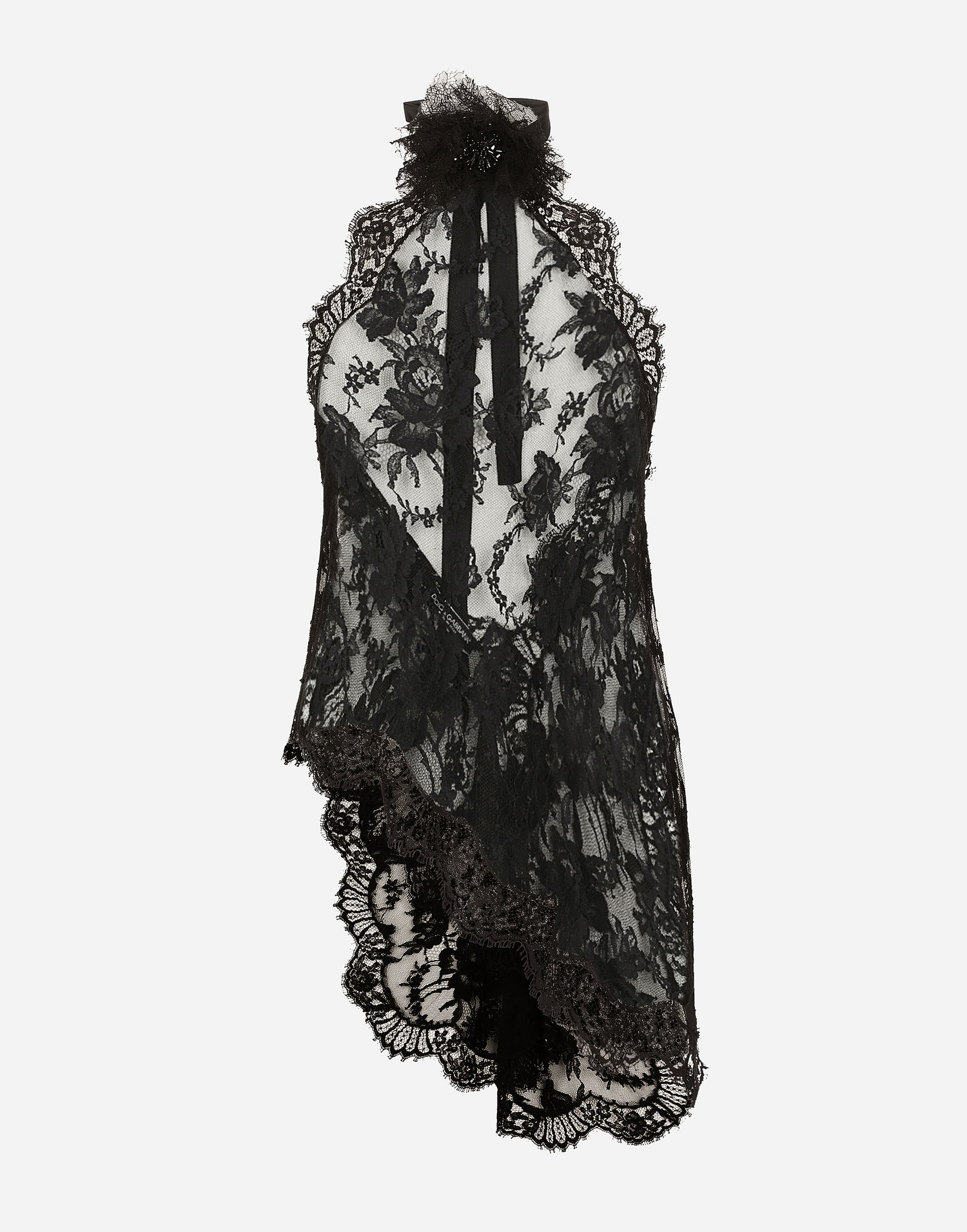 Tielko Dolce & Gabbana Black Asymmetrical Lace Top Čierna | F79EPTHLM44N0000, 0
