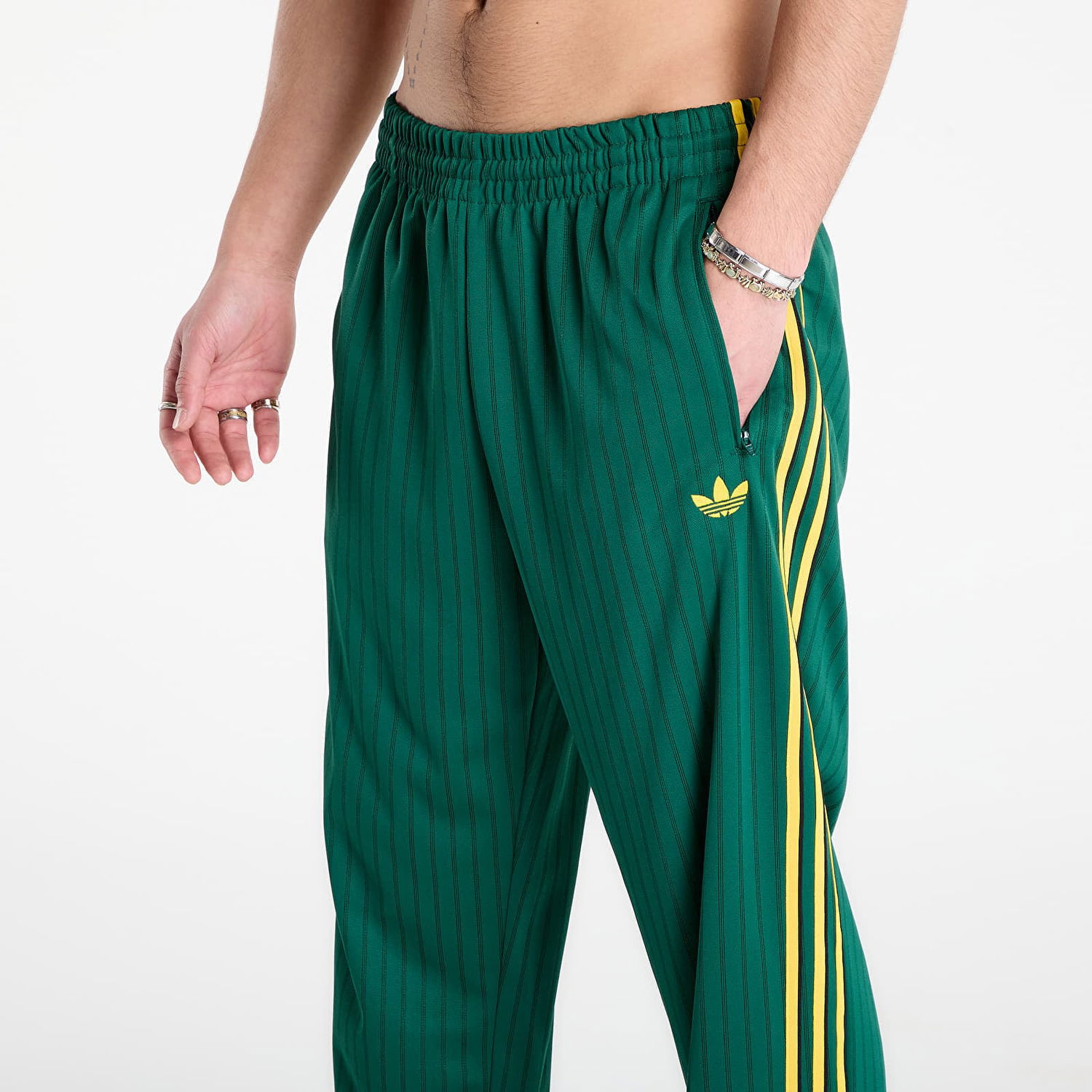 Tepláky adidas Performance FIREBIRD Loose Pinstripes Track Pants Zelené | KE3456, 1