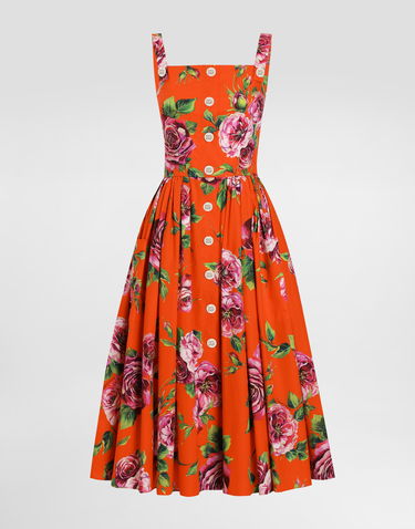 Šaty Dolce & Gabbana Dolce & Gabbana Rose Print Cotton Sundress Oranžová | F6ZT0THS5TIHO5JA, 0