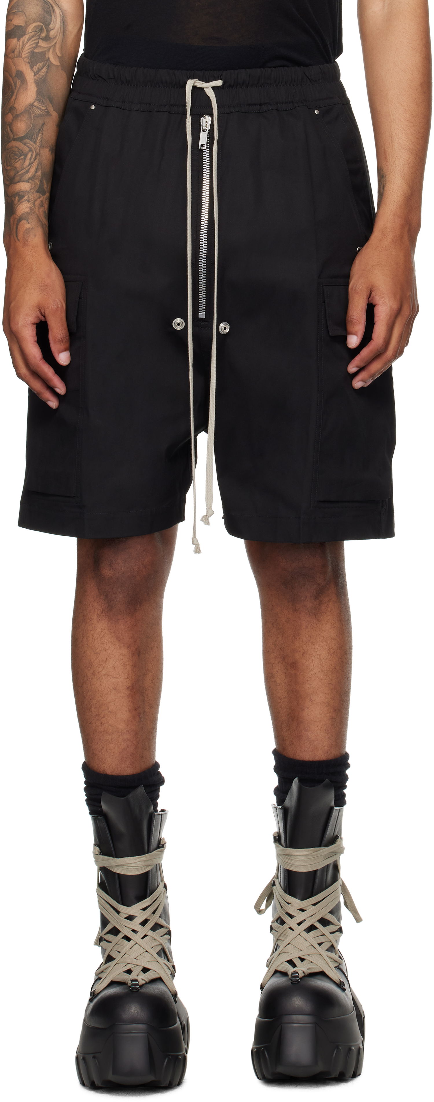 Šortky Rick Owens Rick Owens Concordians Cargobela Shorts Čierna | RU02E1360 TE, 0