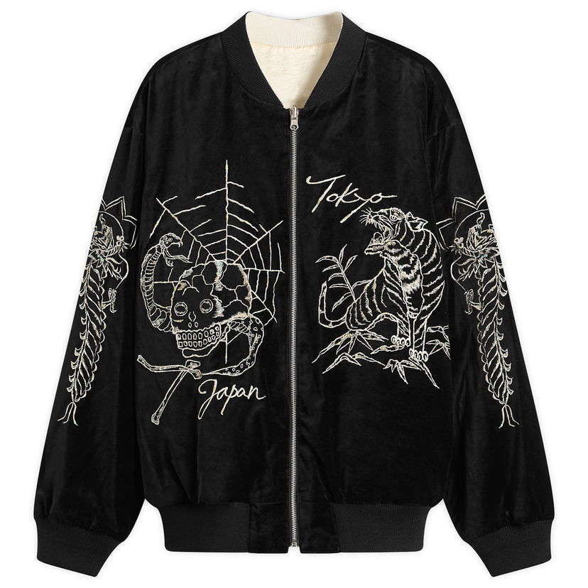 Bomber bunda Neighborhood Velvet Embroidered Tokyo Japan Skull Tiger Souvenir Jacket Čierna | 252AQNH-JKM03-BLK