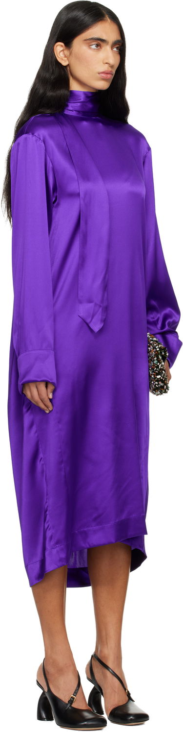 Šaty Dries Van Noten Dries Van Noten Silk High-Neck Long-Sleeve Midi Dress Hnedá | 252-011074-2032, 4