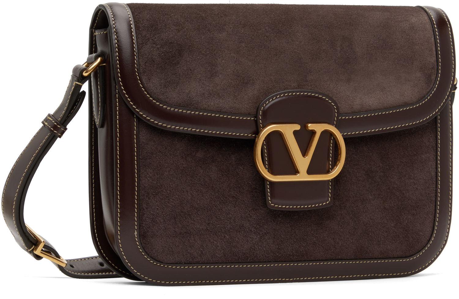 Taška cez rameno Valentino Valentino Garavani 9TO5 Suede Shoulder Bag Hnedá | 6Y2B0D05FMR, 1