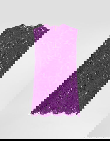 Tielko Dolce & Gabbana Dolce & Gabbana Cordonetto Floral Lace Sleeveless High-Neck Top Fialová | F73G9THLM7LF0571, 0