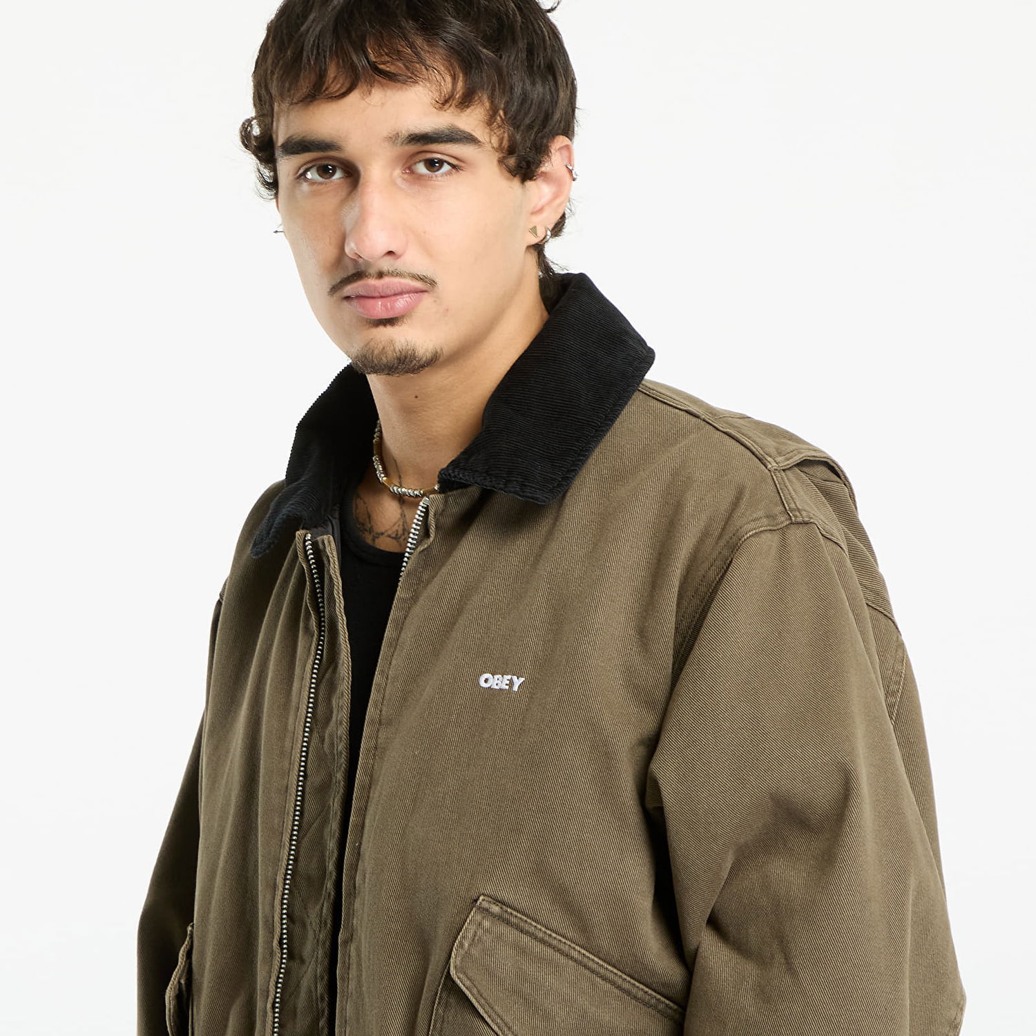 Bunda OBEY Fade Wash Cwu Jacket Wren Faded Wash Zelené | 121800602-WRN, 1