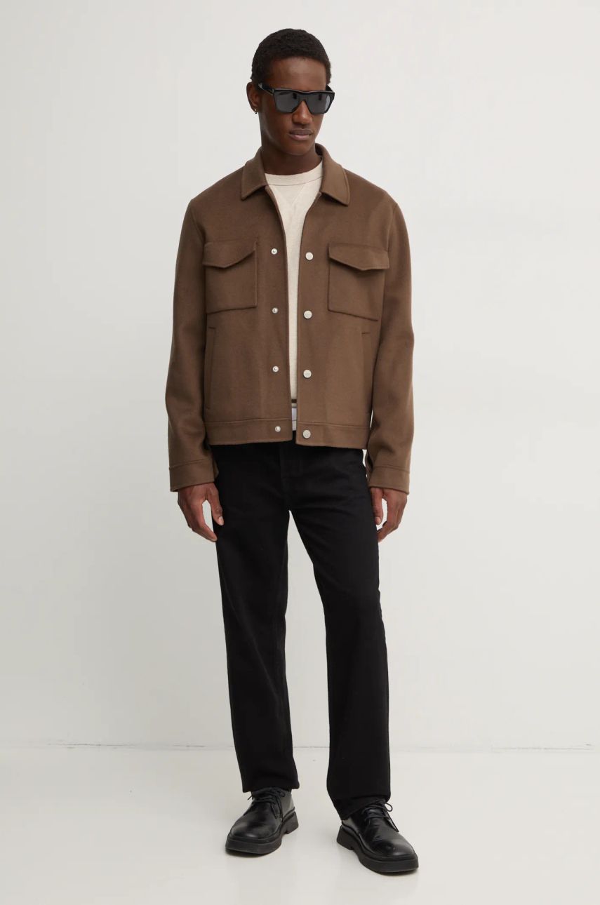 Bunda Nanushka Oversized Wool Shirt Jacket Hnedá | NM24FWJK02578, 1