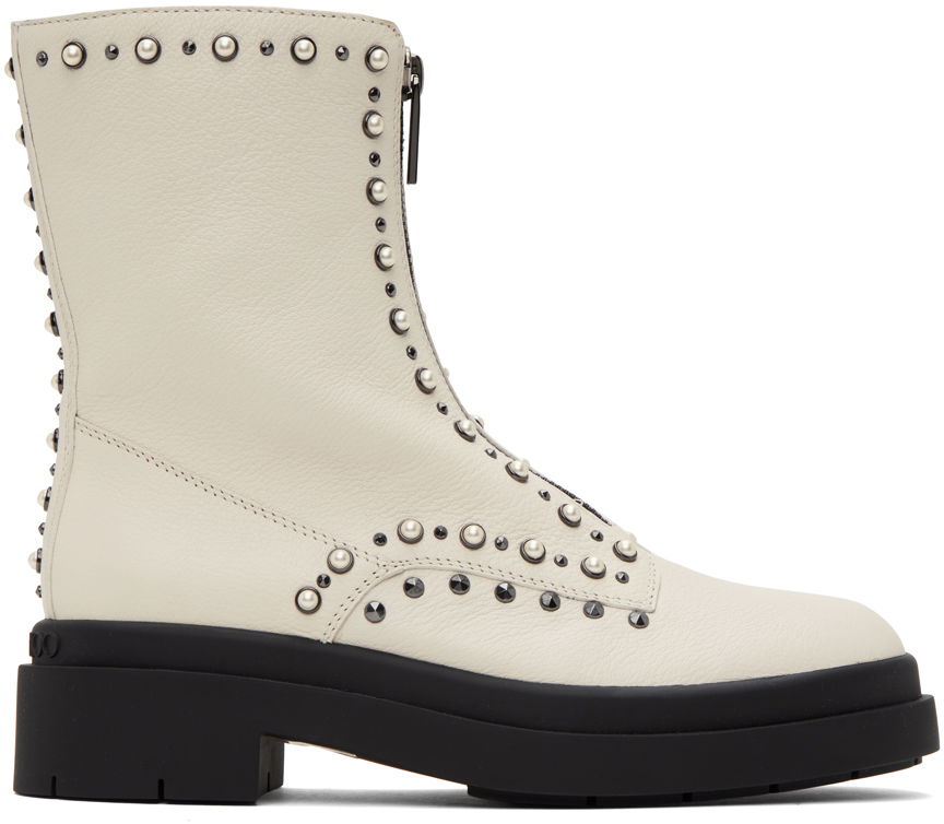Jimmy Choo Nola Pearl-Embellished Flat Boots