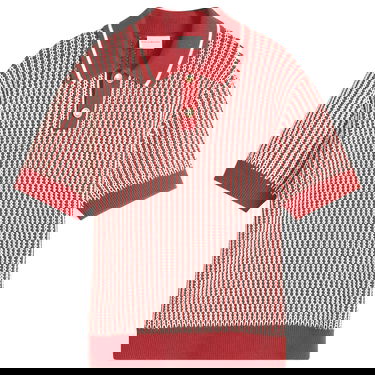 Polo tričko Drôle de Monsieur Striped Knit Polo Shirt Červená | G-PO167-CO208-BR, 1