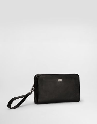Batohy a tašky Dolce & Gabbana Dolce & Gabbana Calfskin Wristlet Pouch Čierna | BM2441AV95680999, 2
