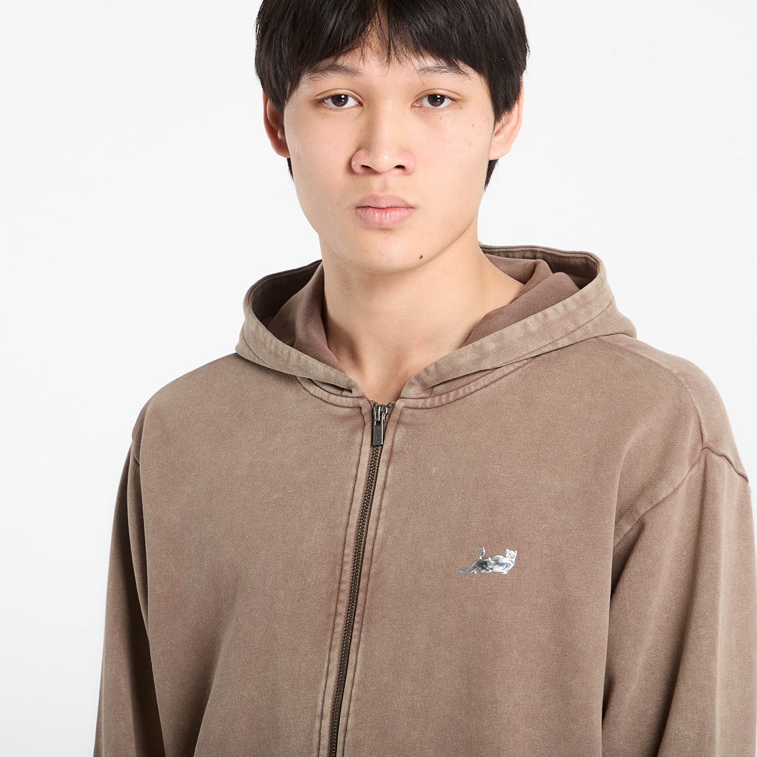 Mikina RIPNDIP Castanza Vintage Wash Zip Up Hoodie Hnedá | RNDBASIC252, 1
