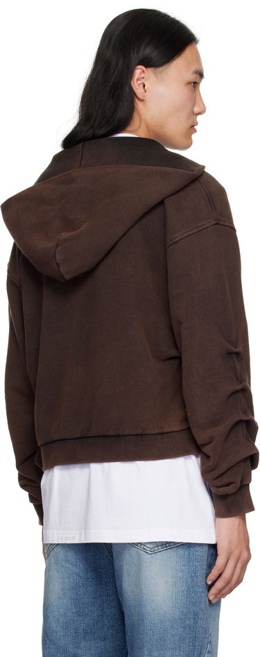 Mikina We11done We11done Wrinkled Zip-Up Hoodie Hnedá | WD-TJ0-25-830-U-BK, 2