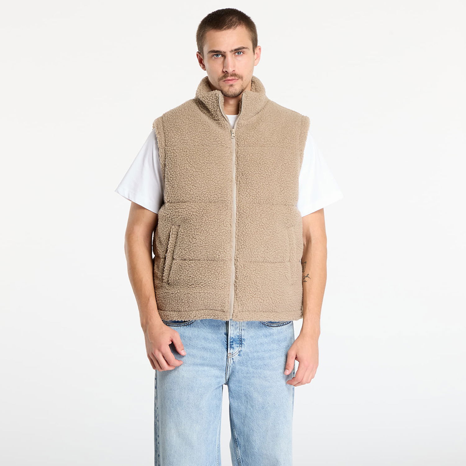 Vesta Urban Classics Basic Teddy Puffer Vest Béžová | TB7939-01279, 0