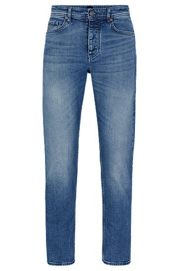 Džínsy BOSS Tapered-Fit Comfort-Stretch Jeans Modrá | 50470535