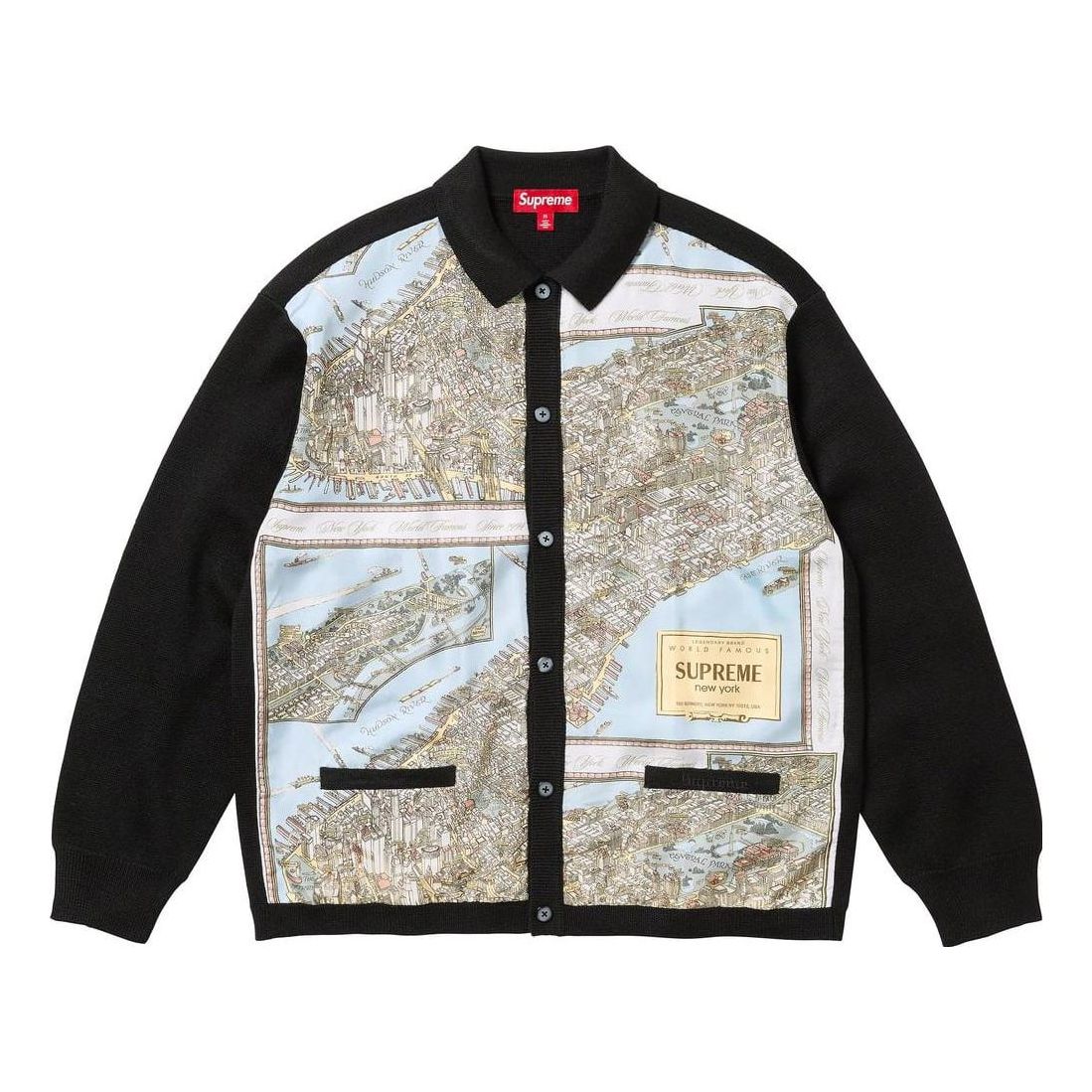 Sveter Supreme Silk Map Print Cardigan Čierna | SUP-FW23-021, 0