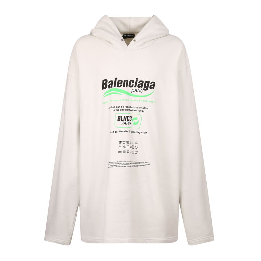 Mikina Balenciaga Dry Cleaning Boxy Hoodie Biela | 661711 TKVF9 9085, 0