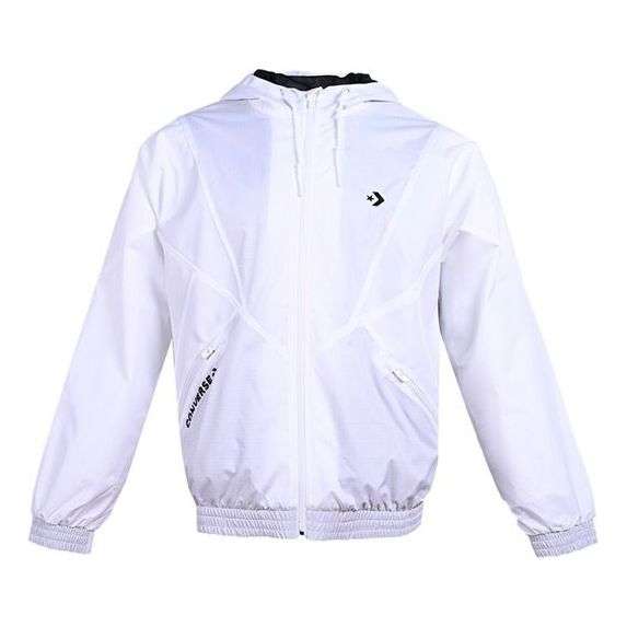 Vetrovka Converse Hooded Drawstring Zipper Pocket Jacket Biela | 10019993-A03, 0