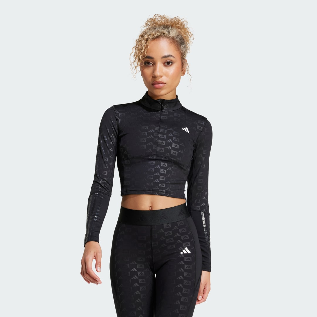 Crop Top adidas Performance Hyperglam Embossed Cropped Training Top Čierna | IK5501, 0