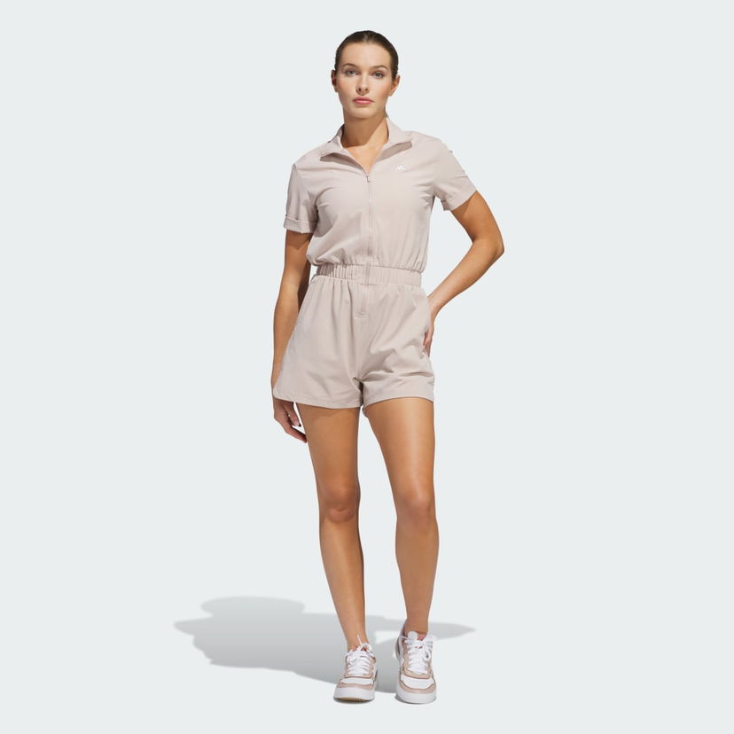 Overal adidas Performance Woven Short Sleeve Romper Béžová | JE7299