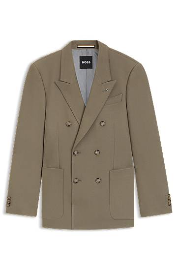 Bunda BOSS Relaxed-fit double-breasted blazer in stretch fabric Béžová | 50551531, 0