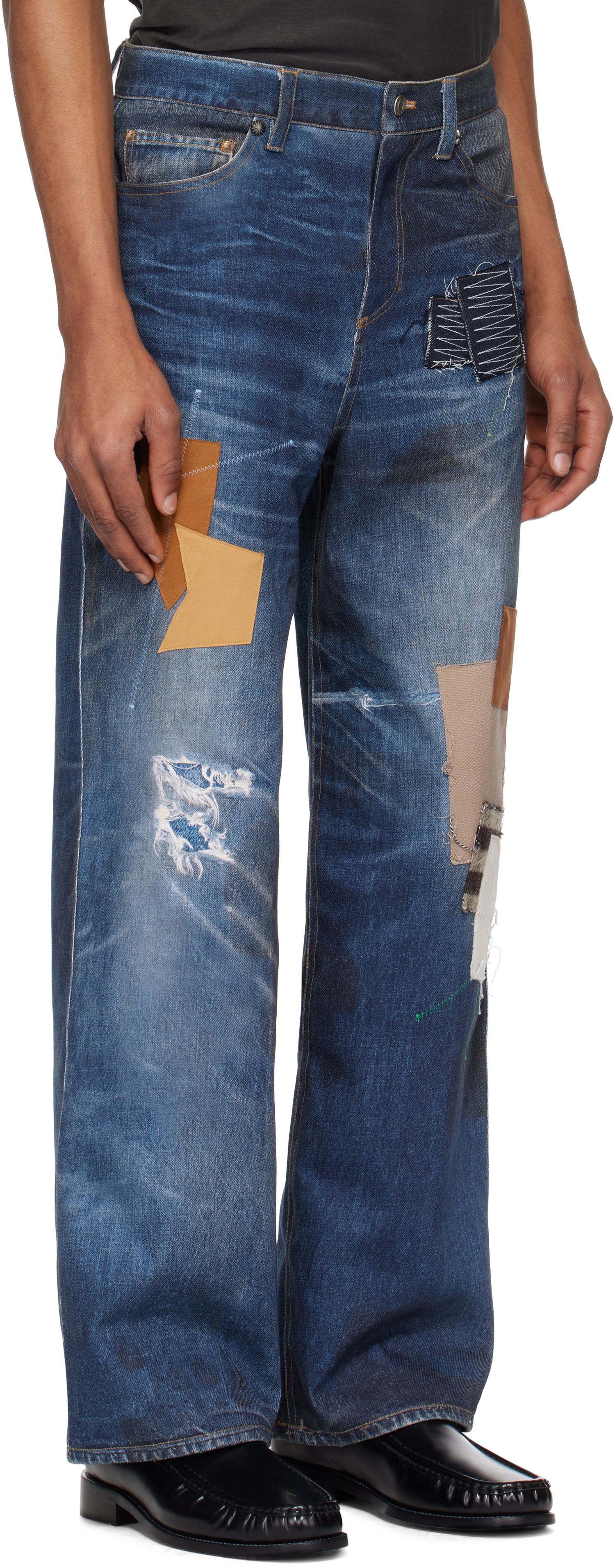 Džínsy Andersson Bell Andersson Bell Patchwork Printed Denim Jeans Modrá | apa789u, 1