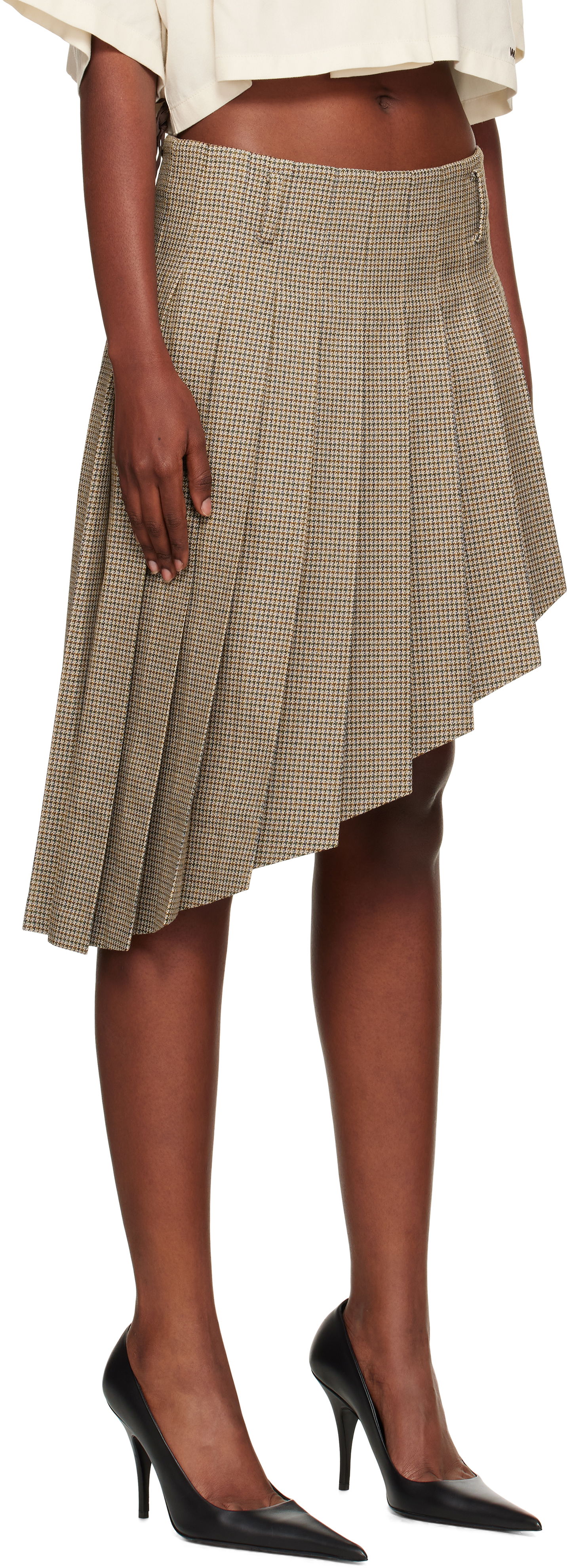 Sukňa We11done We11done Asymmetric Checked Midi Skirt Hnedá | WD-SK2-25-276-W-BG, 1