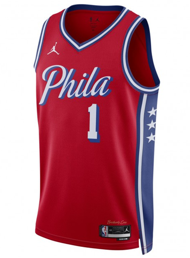 Dres Jordan NBA Dri-FIT Philadelphia 76ers Statement Edition 2022 Swingman Jersey Červená | DO9539-664, 0