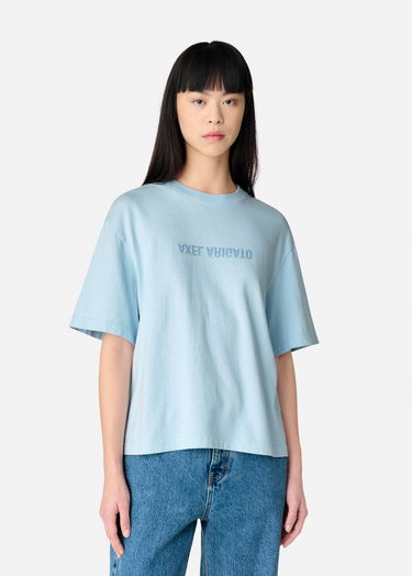 Crop Top AXEL ARIGATO Cropped T-Shirt with Text Embroidery Modrá | A2987001, 2