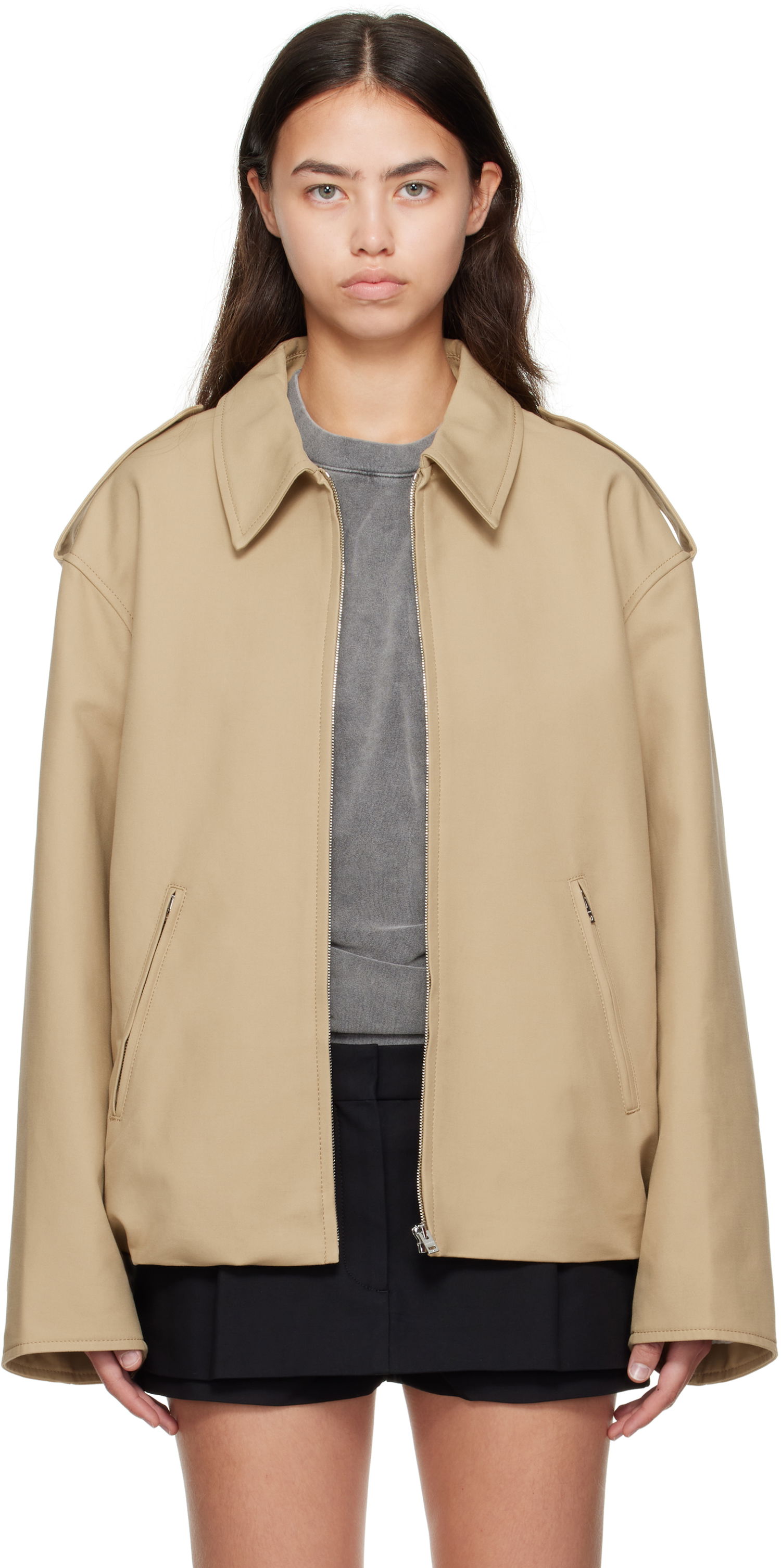 Bunda Acne Studios Acne Studios Cotton Satin Jacket Béžová | A90655-, 0