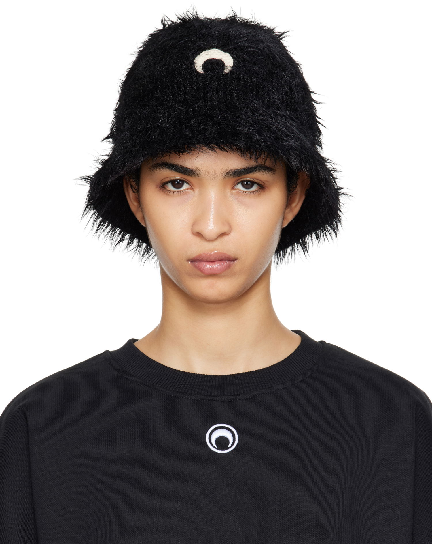 Klobúk Marine Serre Wild Puffy Knit Bucket Hat Čierna | UHG043A, 0