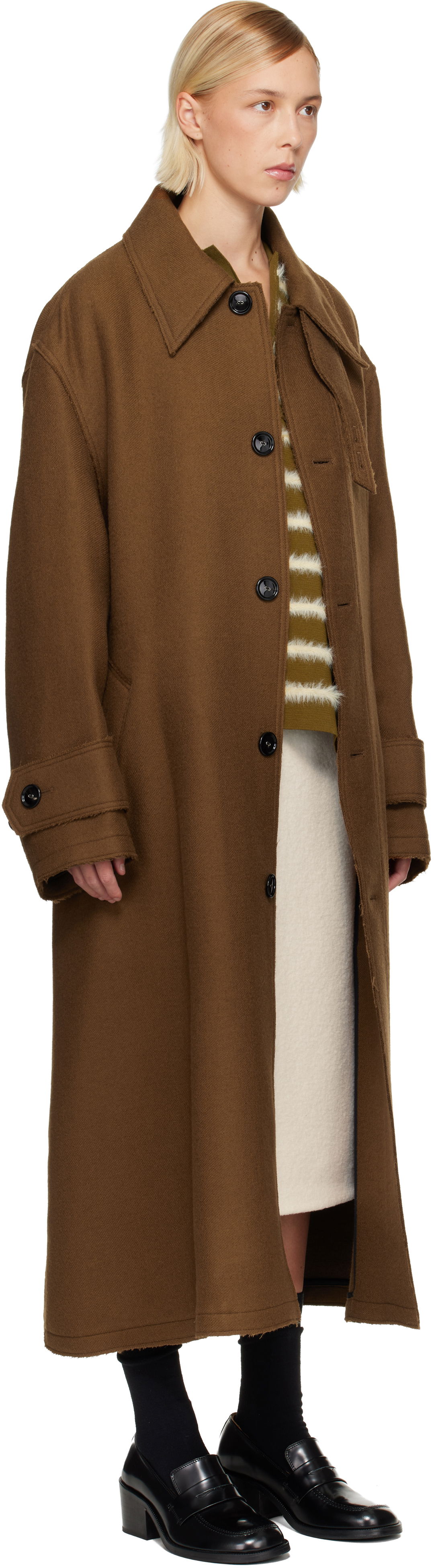 Kabáty AMI Wool Belted Mac Hnedá | H25UJK816.WV0078, 1