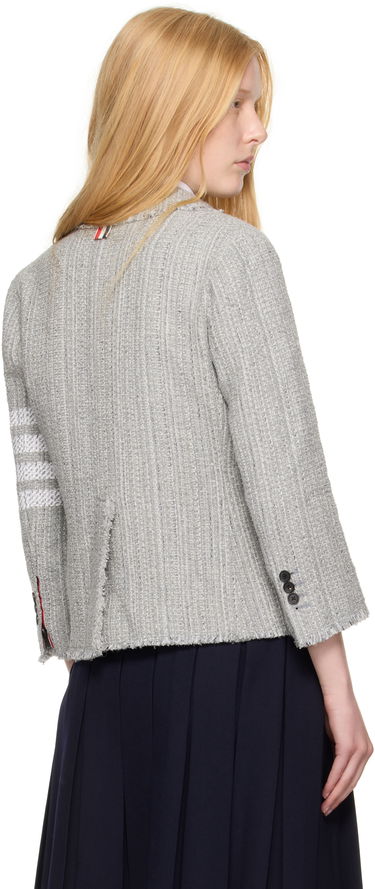 Bunda Thom Browne Thom Browne Tweed Fray 4-Bar Cropped Sack Blazer Šedá | FBC788T-F0512, 2