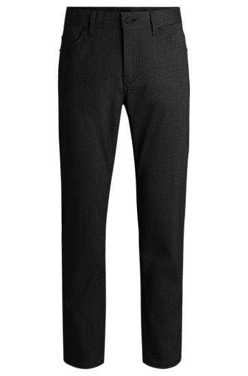 Nohavice BOSS Maine Regular-Fit Anti-Wrinkle Mouliné Twill Trousers Čierna | 50519767, 0