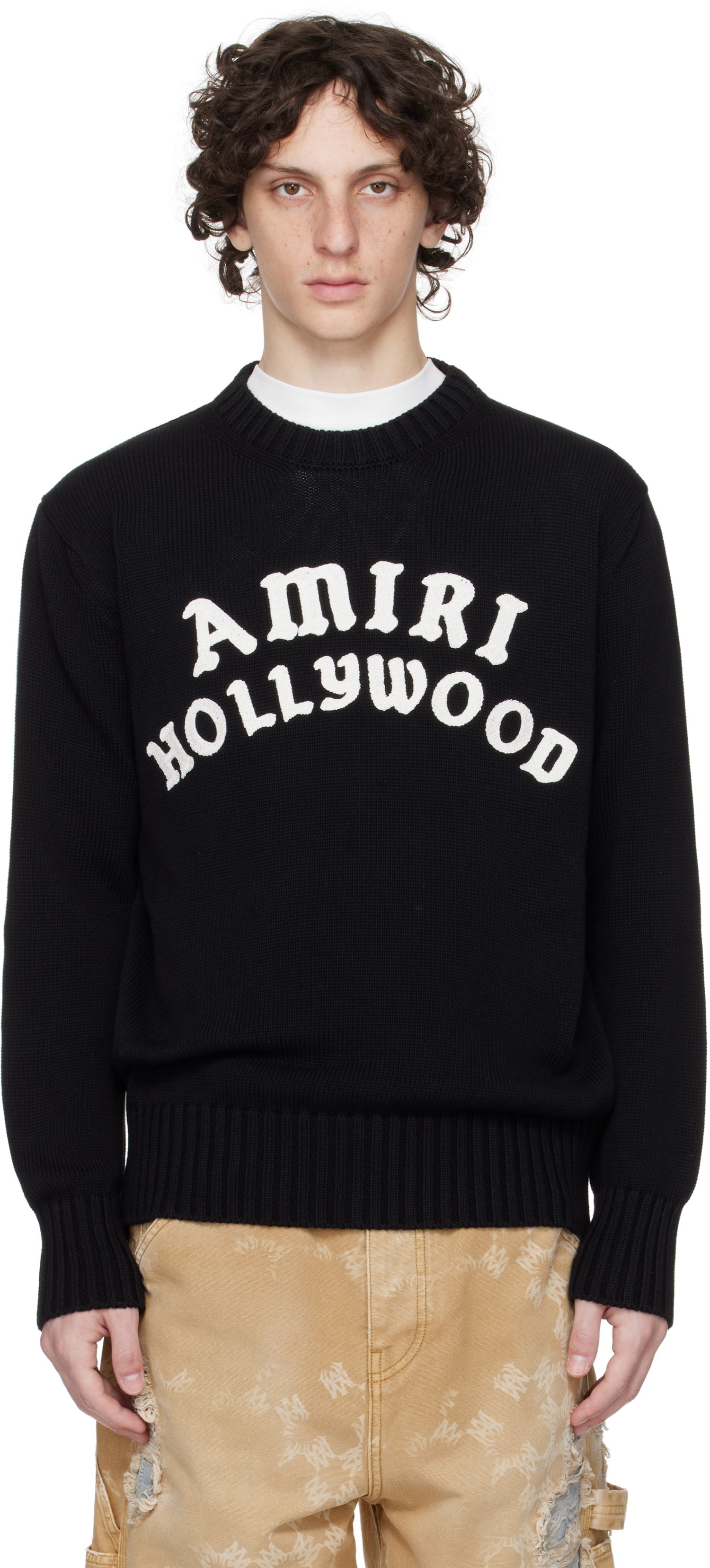Sveter AMIRI Amiri Hollywood Crew Sweater Čierna | AMKNCW1094, 0