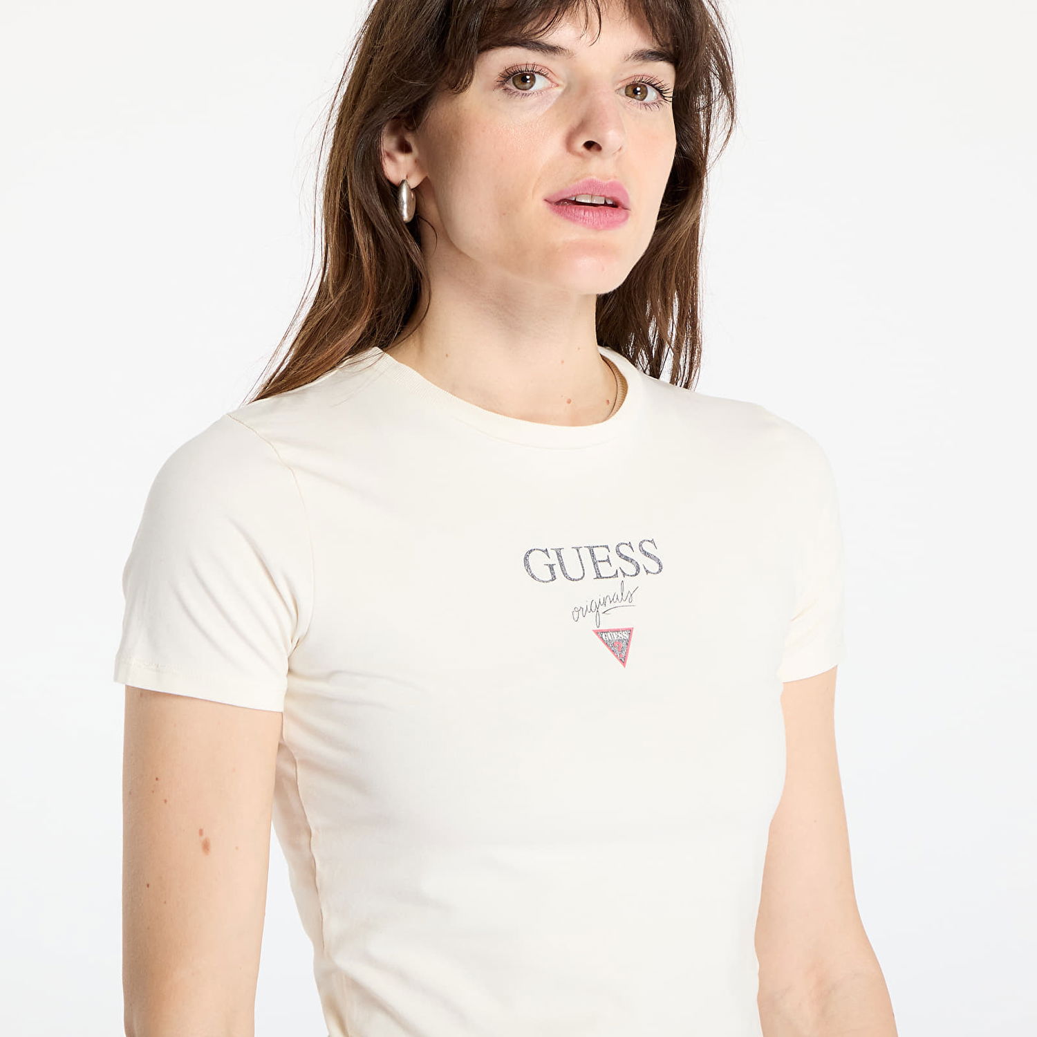 Crop Top GUESS GUESS Originals Cropped T-Shirt Béžová | W5GI56J1314-G053, 1