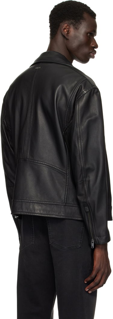 Bunda BOSS BOSS Zip Pocket Leather Biker Jacket Čierna | 50530258, 2
