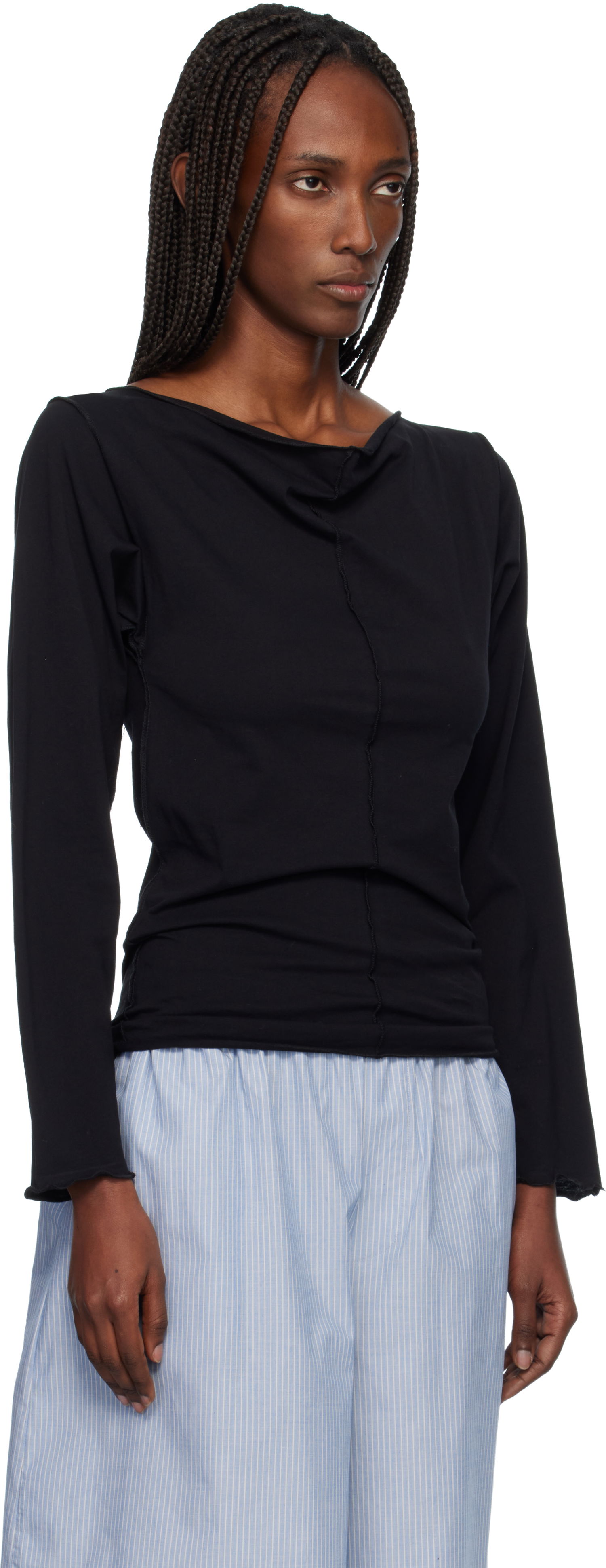 Tričko Baserange Daffa Exposed Seams Long Sleeve Top Čierna | TTDFL-GEC-WI25, 1