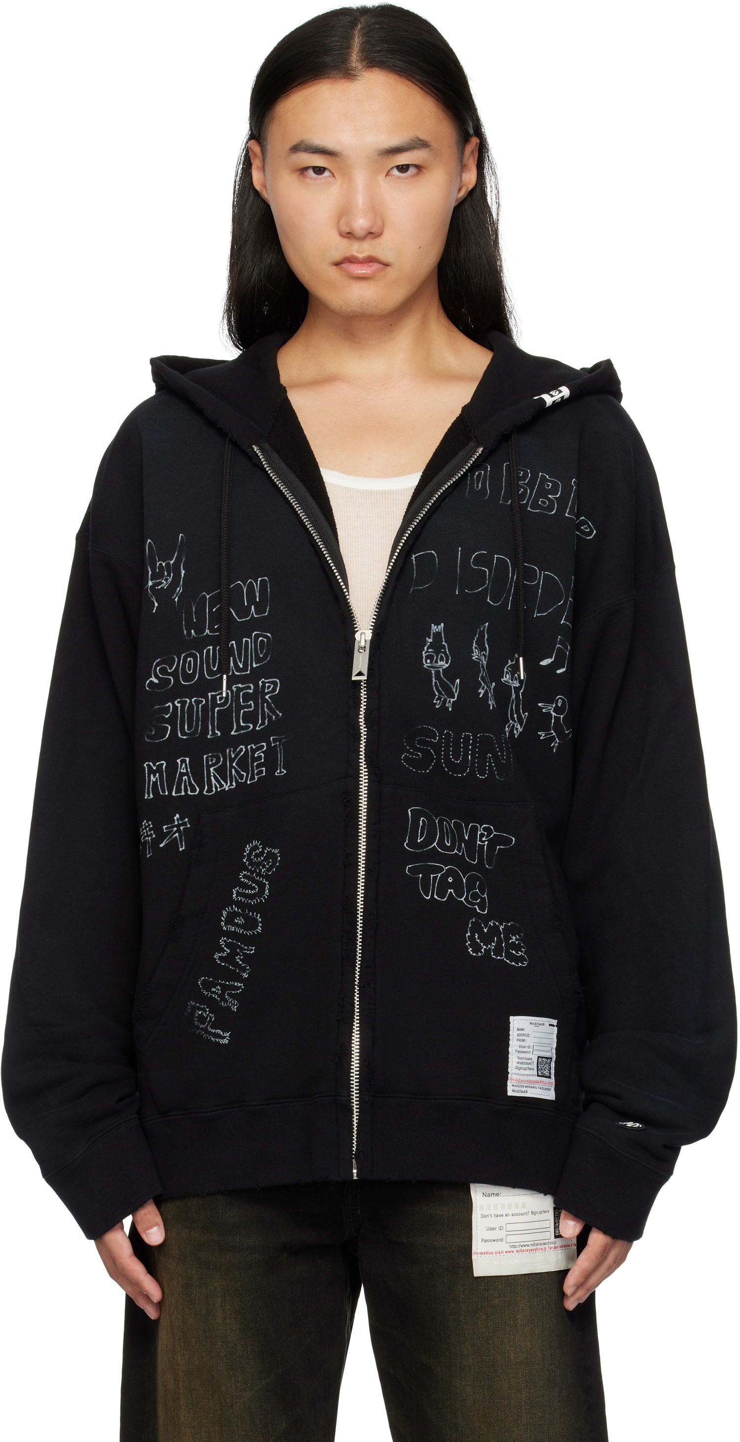 Mikina Maison MIHARA YASUHIRO Drawstring Zip Hoodie Čierna | J13PK721, 0