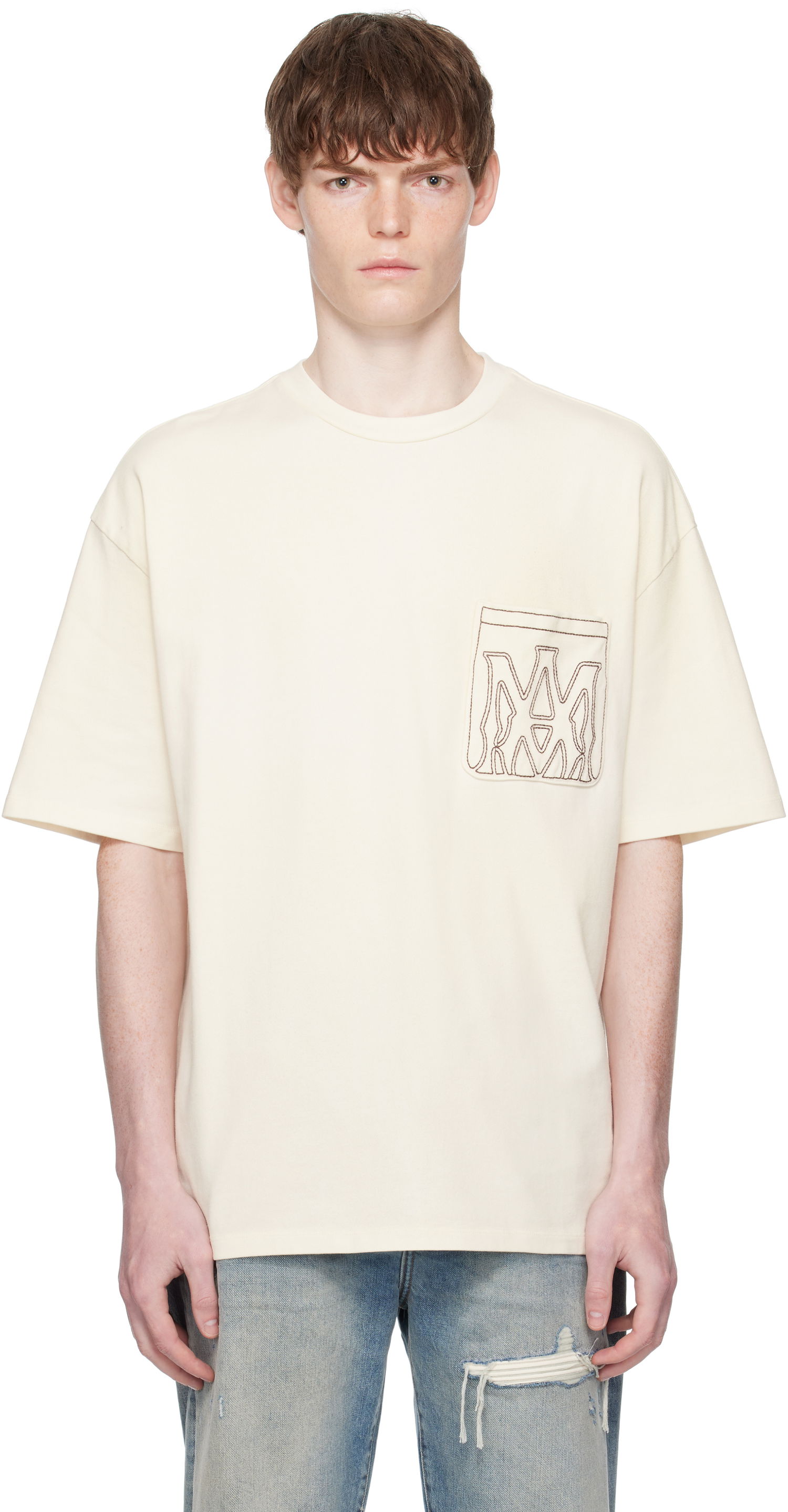 Tričko AMIRI AMIRI MA Outline Oversized T-Shirt Béžová | AMJYTE1205, 0