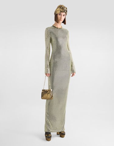 Šaty Dolce & Gabbana Long Crystal Mesh Dress Metalická | F6TJLZFLSK3S0997, 1