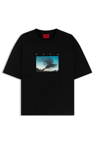 Tričko BOSS Cotton-jersey T-shirt with murmuration print Čierna | 50549156