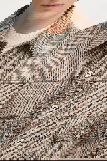 Bunda KENZO Kenzo Diagonal Stripe Slim Pleated Trucker Jacket Béžová | FF65VE3029IO, 3