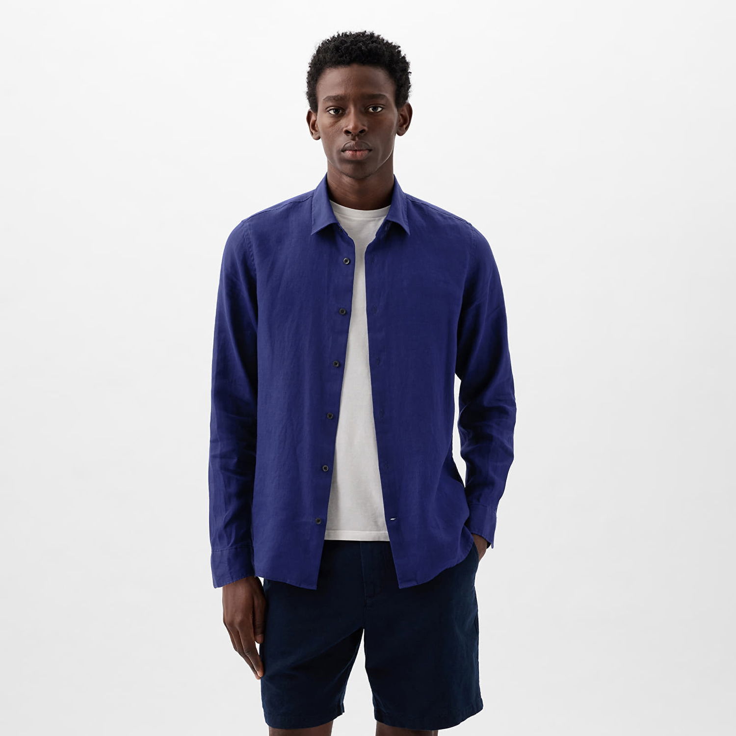 Košeľa GAP Longsleeve Linen Shirt Deep Cobalt Navy | 855351-02, 0