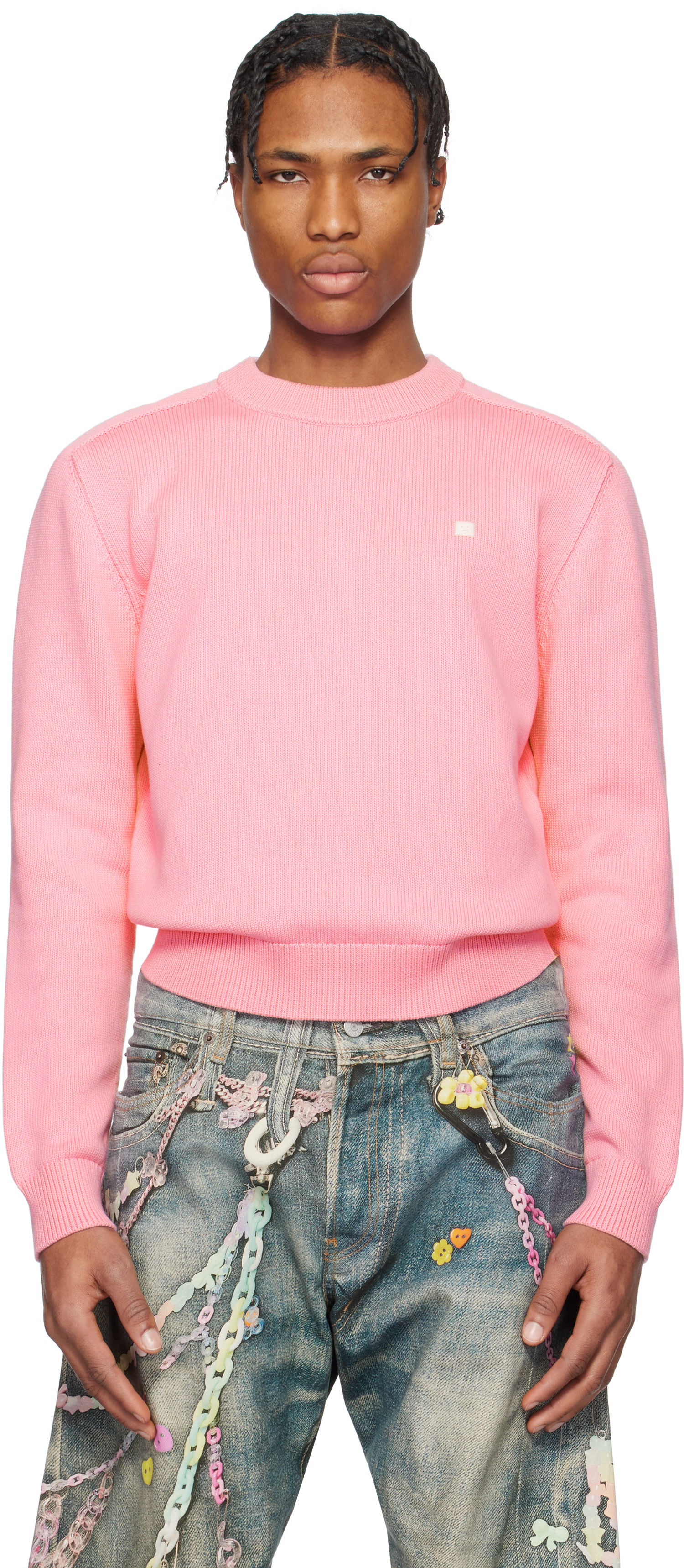 Sveter Acne Studios Acne Studios Knit Cotton Sweater Ružová | C60102-, 0